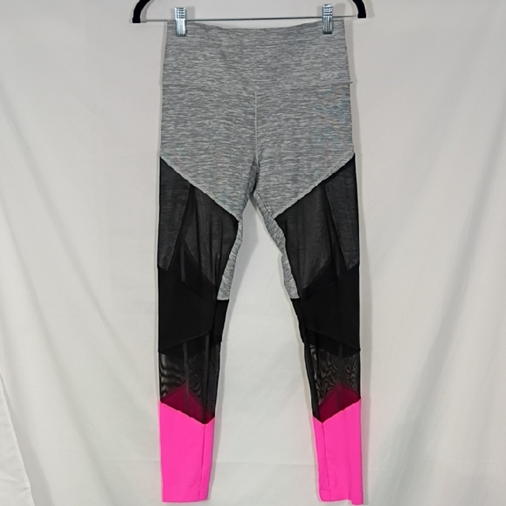 Victoria's Secret Pink Ultimate High Waist Bonded Mesh Legging Grey/Pink Sz Sm
